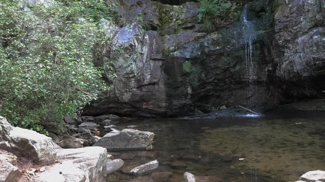 waterfall and pond along high falls trail in the talladega national forest, alabama, usa