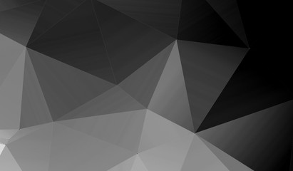 Abstract white black and gray polygon triangle pattern gradient background. 3d render illustration.