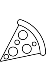 Pizza slice flat line icon. Vector thin sign of italian fast food logo. Pizzeria illustration. Vector pizza icon on light white background.