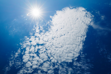 Blue sky with clouds. Beautiful background.