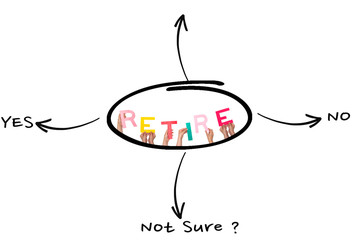 The risk to take the retirement, decide diagram business concept hands holding alphabets 