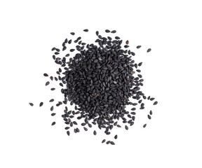 Black  sesame seeds isolated on white background