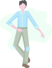 a young man dancing at a disco.  Happy cheerful and carefree character. time to relax. Dance moves, activity, entertainment. flat design