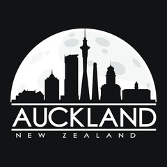 Fototapeta na wymiar Auckland Full Moon Night Skyline Silhouette Design City Vector Art.