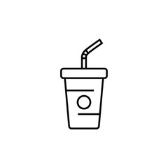 Cool coffee cup thin icon isolated on white background, simple line icon for your work.