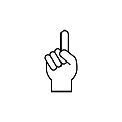 One finger point hand thin icon isolated on white background, simple line icon for your work.