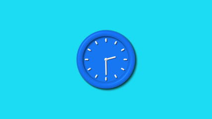12 hours 3d wall clock icon on cyan background,Counting down clockicon