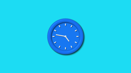 12 hours 3d wall clock icon on cyan background,clock icon