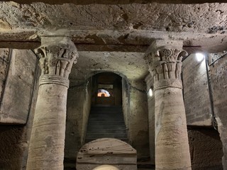 Inside Catacomb of Kom El Shoqafa.
The catacombs of Kom El Shoqafa `Mound of Shards` is a...