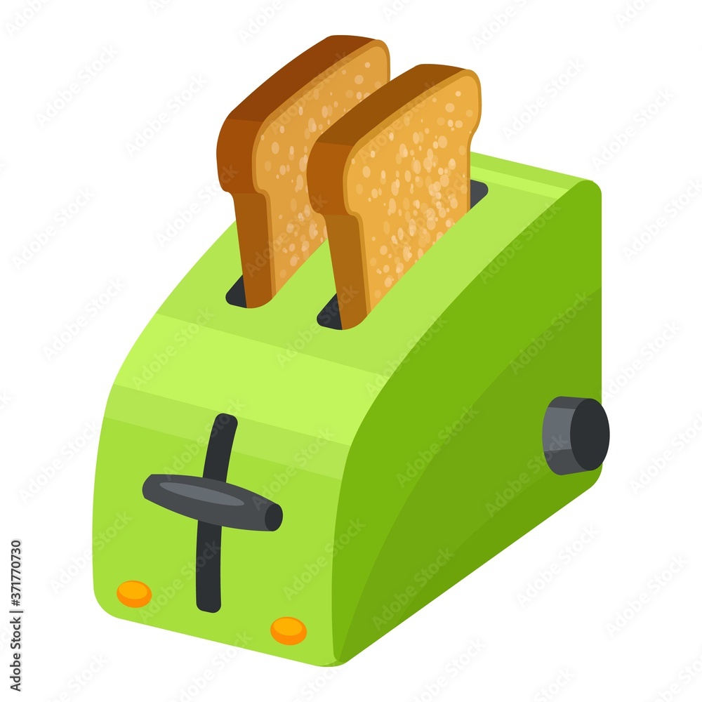 Poster green toaster icon. cartoon of green toaster vector icon for web design isolated on white background