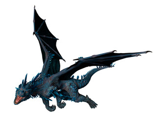 3D Rendering Fairy Tale Dragon on White