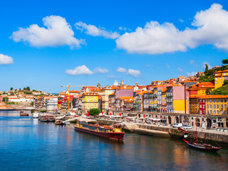 Douro river aerial panoramic view, Porto