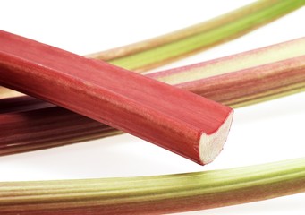 Rhubarb, rheum rhaponticum against White Background