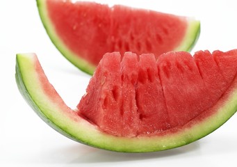 Watermelon, citrullus lanatus against White Background