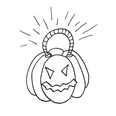Pumpkin lantern.Vector illustration for the cheerful  holiday Halloween.Decorative element for party. Isolated object on white background in Doodle style.Clipart for postcard, invitation, textiles.