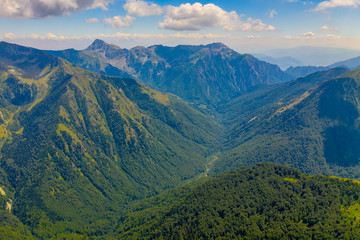 Naklejka premium Green Mountains. Albania is one of the most mountainous countries in the world. Aerial view.