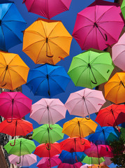 Fototapeta na wymiar Colourful Umbrellas, Carcassonne