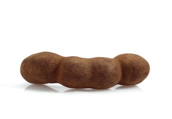 Tamarind Fruit, tamarindus indica against White Background