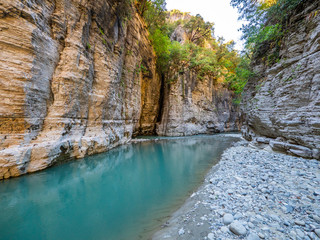 The most beautiful and spectacular canyon. Amazing gorge with tall walls  and the wide river. Albania.