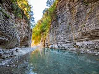 The most beautiful and spectacular canyon. Amazing gorge with tall walls  and the wide river. Albania.