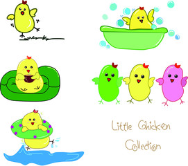 set of cute cartoon little chicken