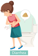 Cartoon character with diarrhea symptoms