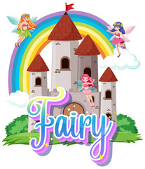 Fairy logo with little fairies on white background