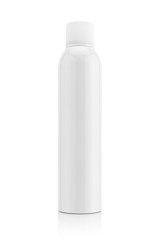 Blank white aluminum spray bottle for health care product design mock-up isolated on white...