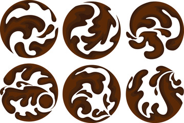 Set of Vector Design of a Water Logo in Brown