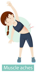 Obraz na płótnie Canvas Cartoon character with muscle aches symptoms