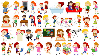Set of cute kids cartoon character