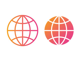 orange to pink vector colorful global earth thin line icon
