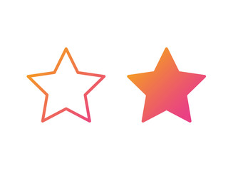 Gradient orange to pink vector colorful star thin line icon