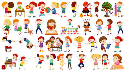 Fototapeta premium Set of cute kids cartoon character
