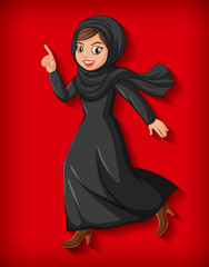 Naklejka premium Beautiful arabic lady cartoon character