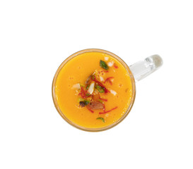Fresh mango fruit juice on white background