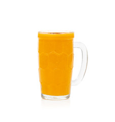 Fresh mango fruit juice on white background