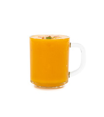 Fresh mango fruit juice on white background