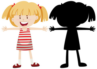 Happy girl extends the arms with its silhouette