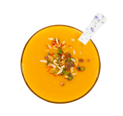 Fresh mango fruit juice on white background