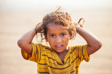 Indian children at beach, Goa