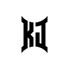KJ monogram logo with curved side