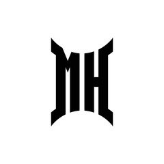 MH monogram logo with curved side