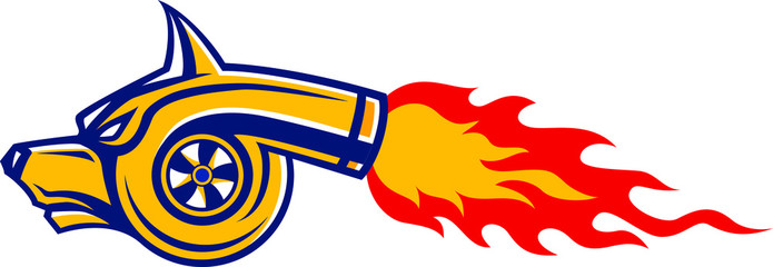 Dog Head Turbo fire vector