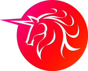 Head of Unicorn Line Art Logo Design