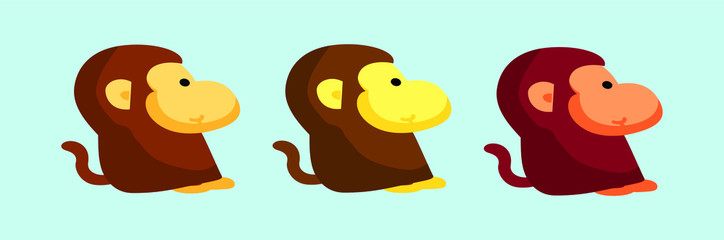 set of cute monkey icon design template with various models. vector illustration