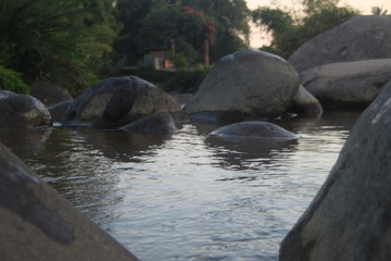 Big rocks in a flowing river