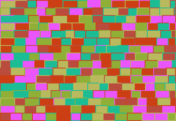 Nested, random sized multicolor rectangles with different sized borders, brick wall-like vector background for web, banner, presentations,wrapping paper etc.