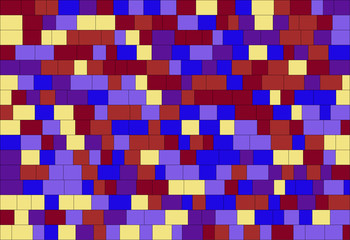 random sized nested trendy blue, claret, red yellow and purple rectangles with different sized borders, brick wall-like vector background for web, banner, presentations,wrapping paper etc.