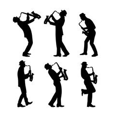 silhouette jazz musician set vector illustration - 371786577